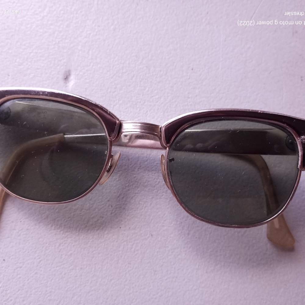 Vintage Universal Cats Eye Bifocal Green Lense 12K Gold Aluminum Glasses sz4.5-6